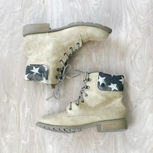Star Print Combat Work Boots